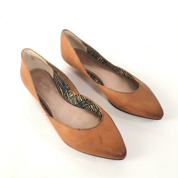 cognac pointed toe flats